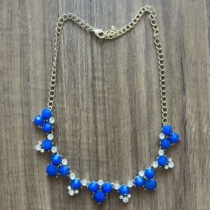 Gold-Chain Blue Bead Statement Necklace Mickey Mouse